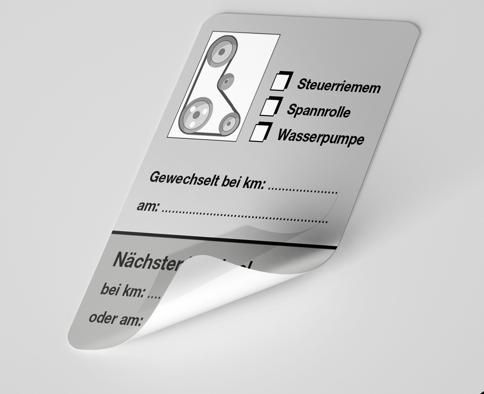 KFZ-Zahnriemen-Steuerriemen-Aufkleber Dunkel-Grau 1000 Stück Blanko