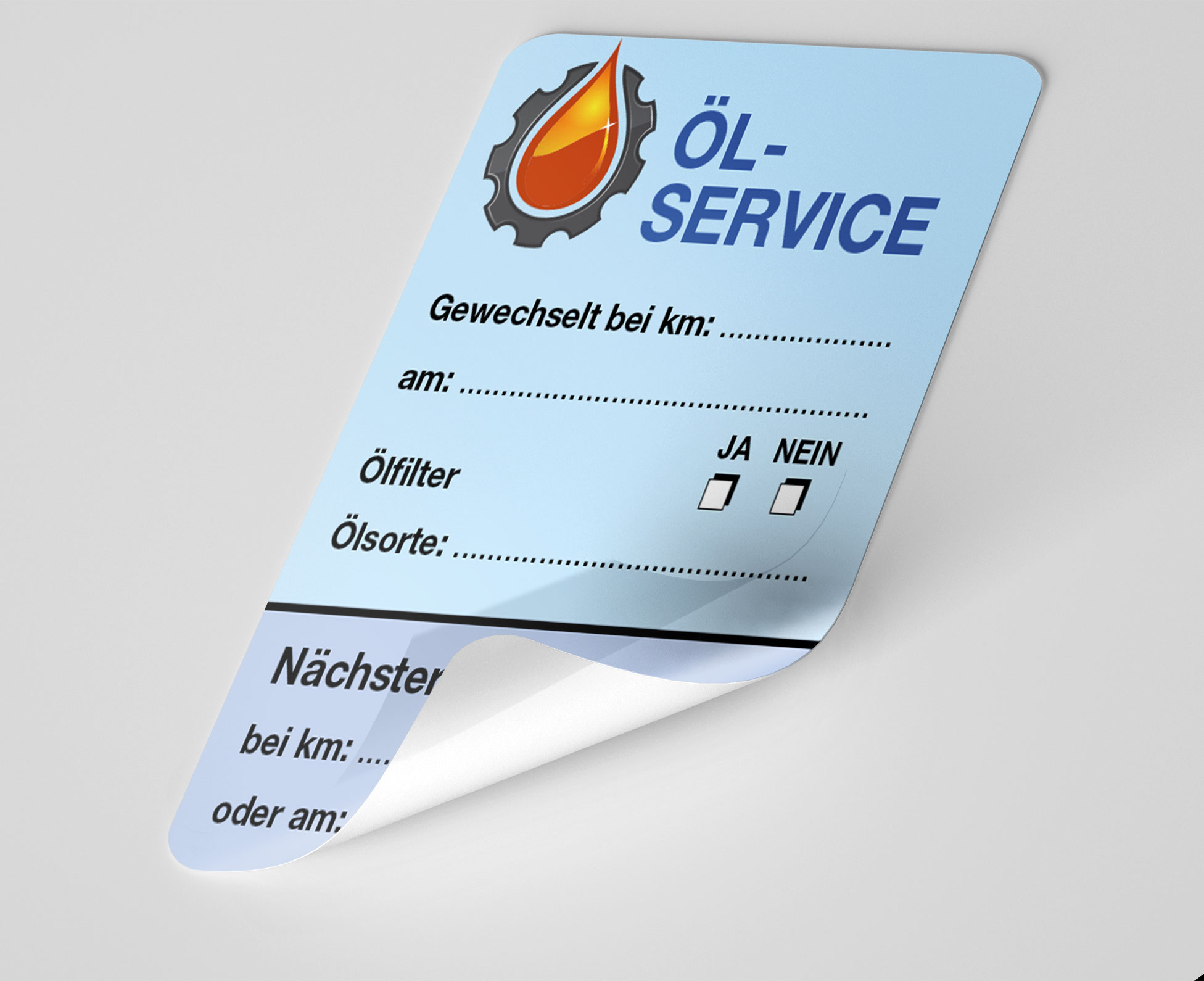 Öl-Service-Aufkleber Blau 75 Stück Blanko