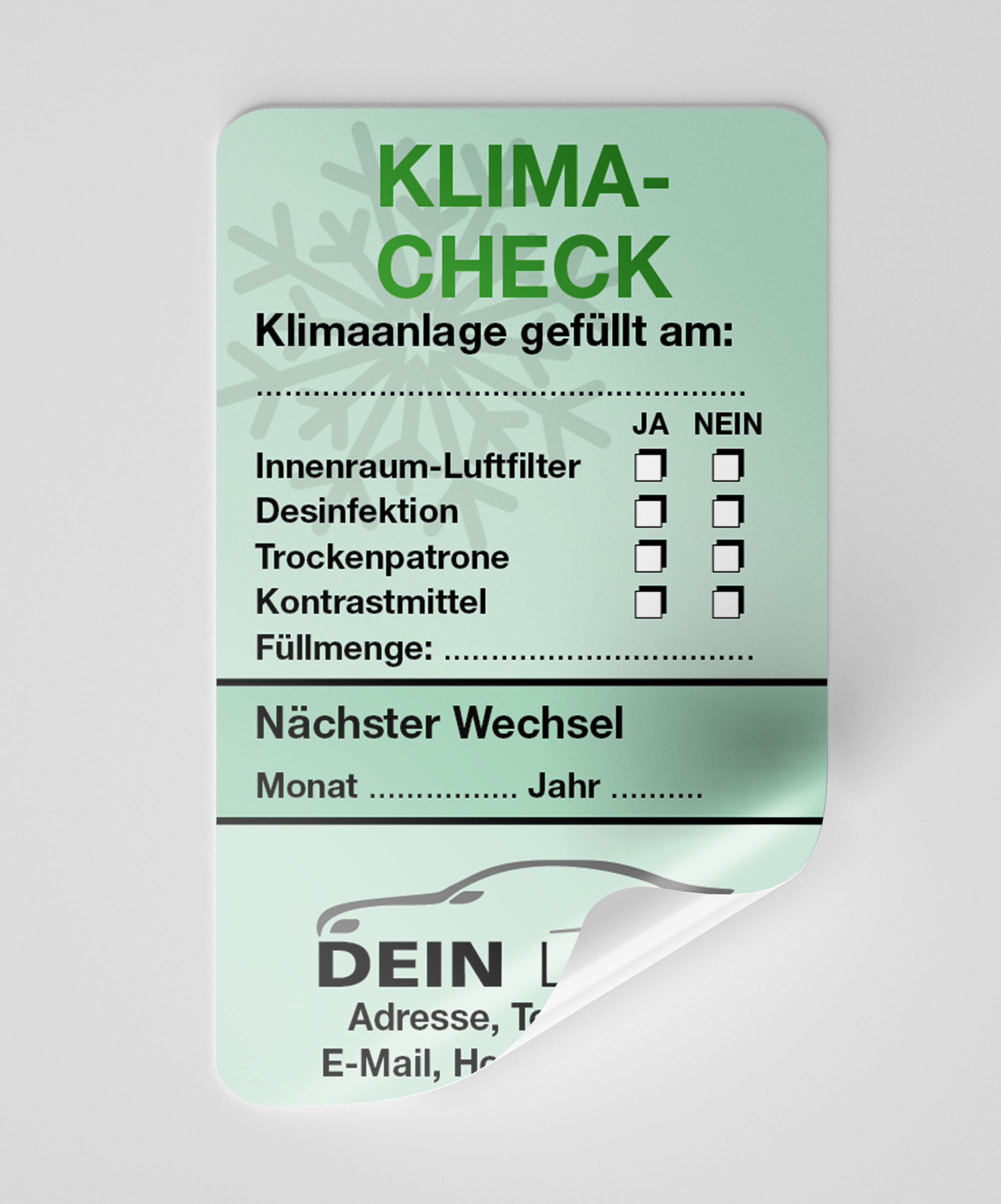 KFZ-Klima-Aufkleber Grün 200 Stück Firmenlogo