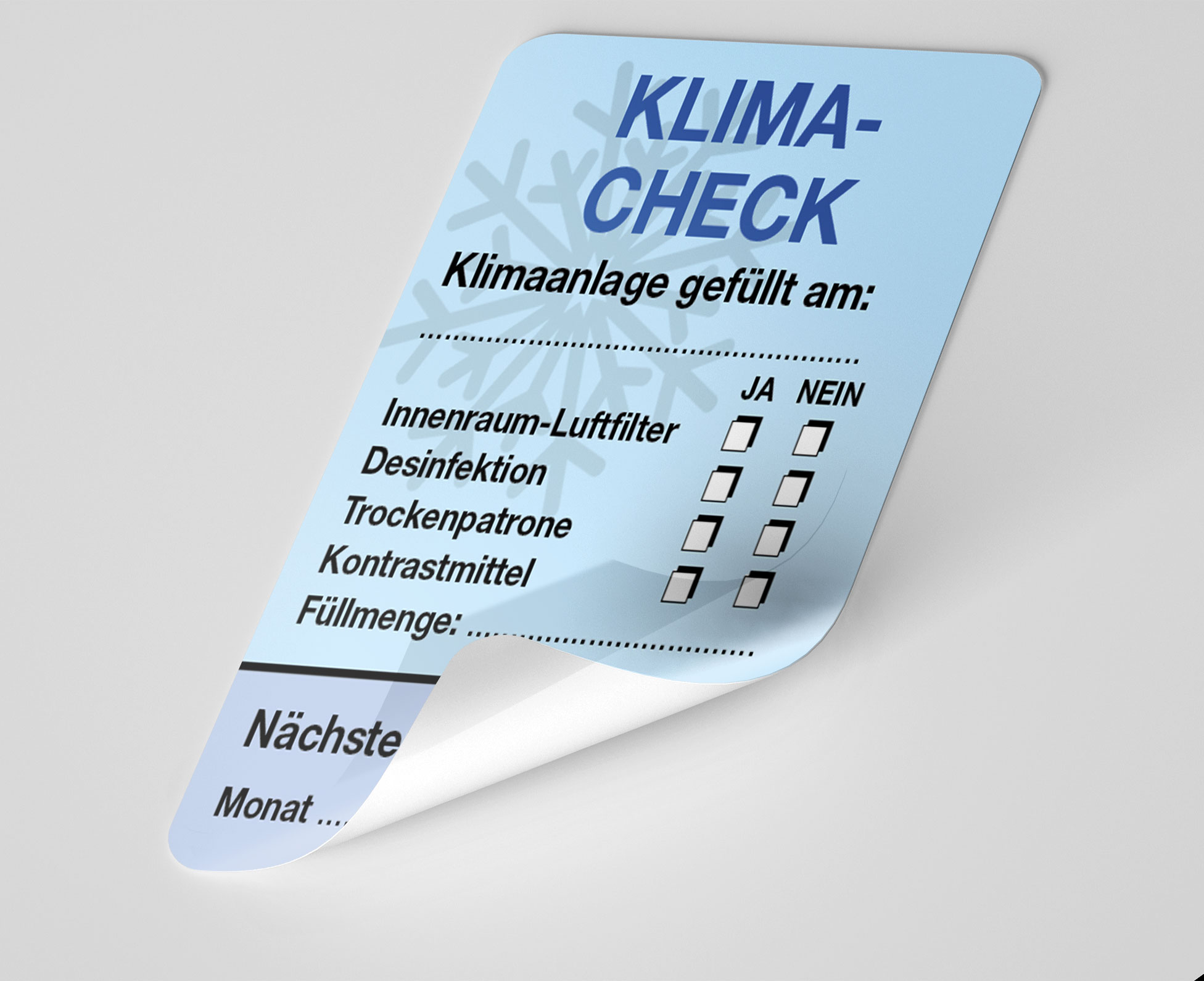 KFZ-Klima-Aufkleber Blau 150 Stück Blanko