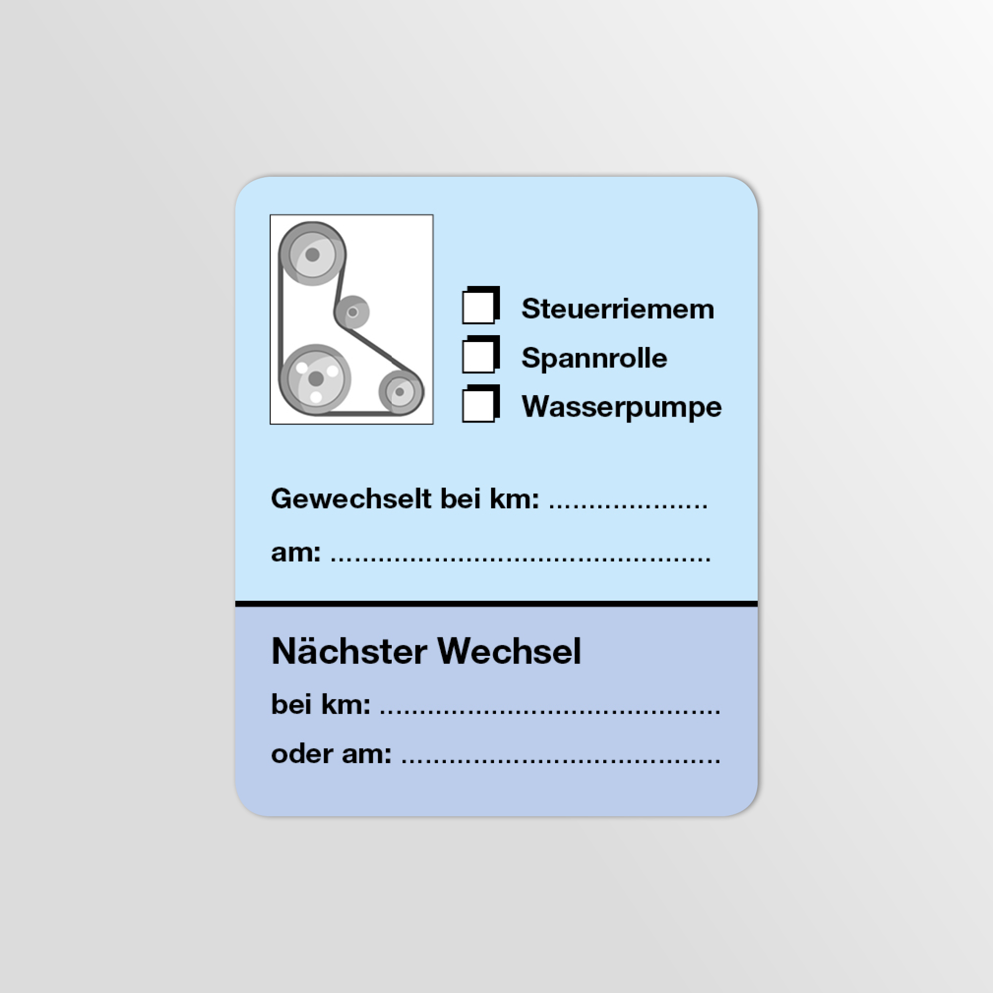 KFZ-Zahnriemen-Steuerriemen-Aufkleber Blau 1000 Stück Blanko