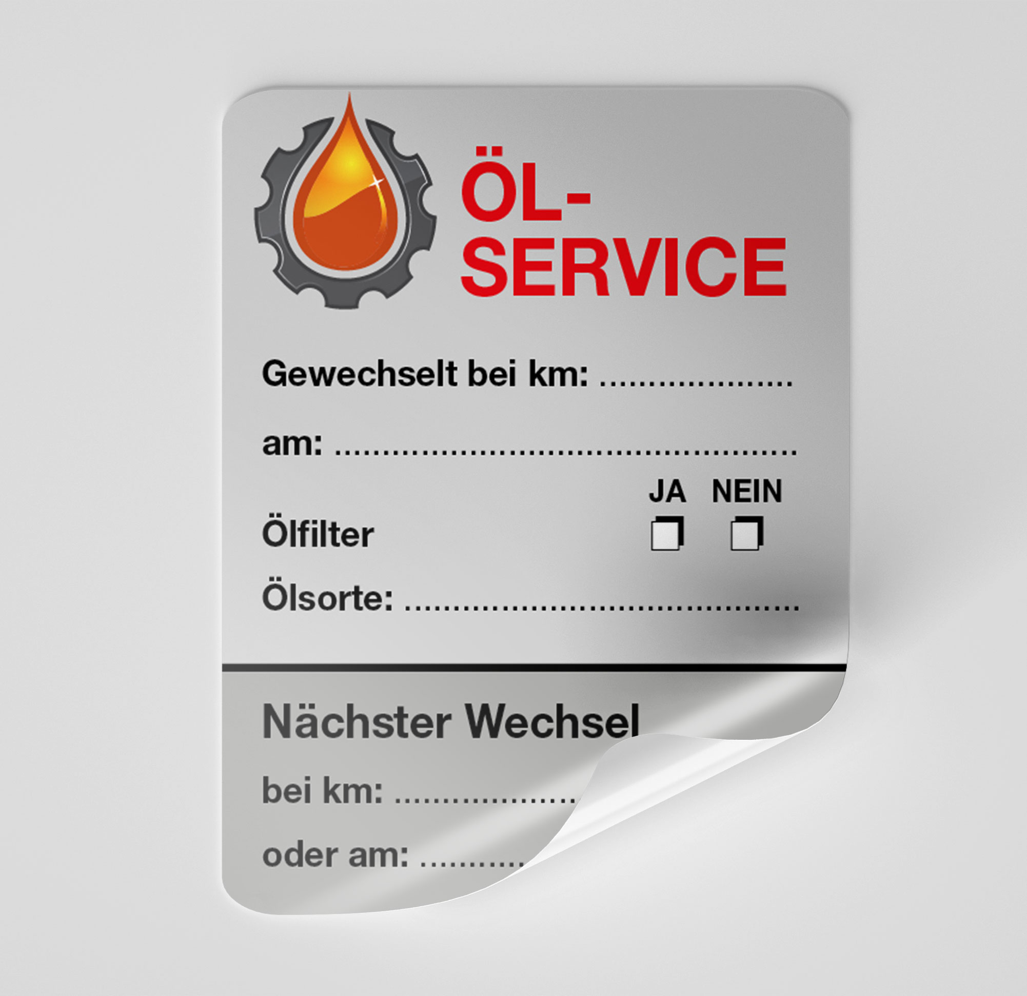 Öl-Service-Aufkleber Dunkel-Grau 25 Stück Blanko