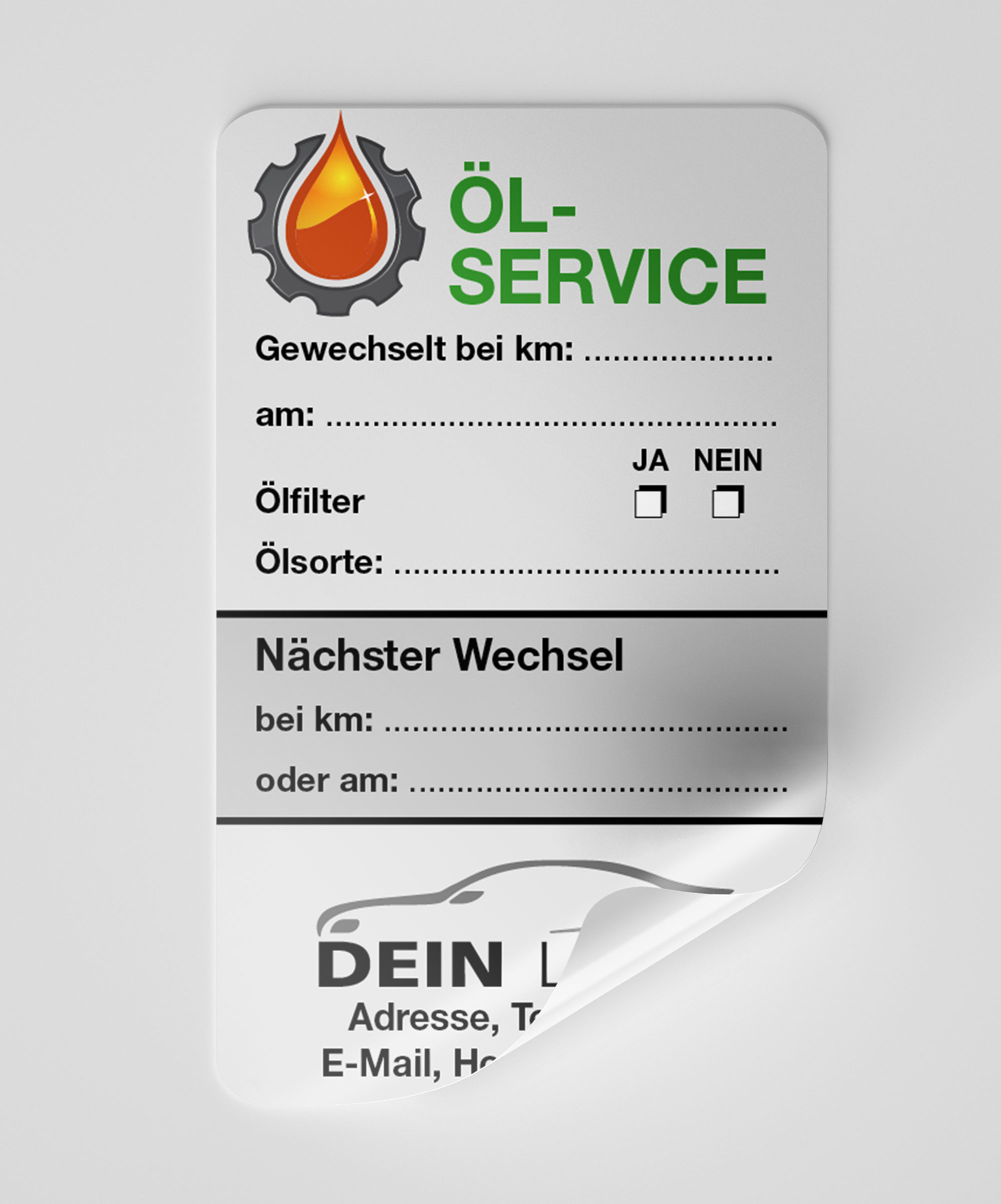Öl-Service-Aufkleber Grau 150 Stück Firmenlogo