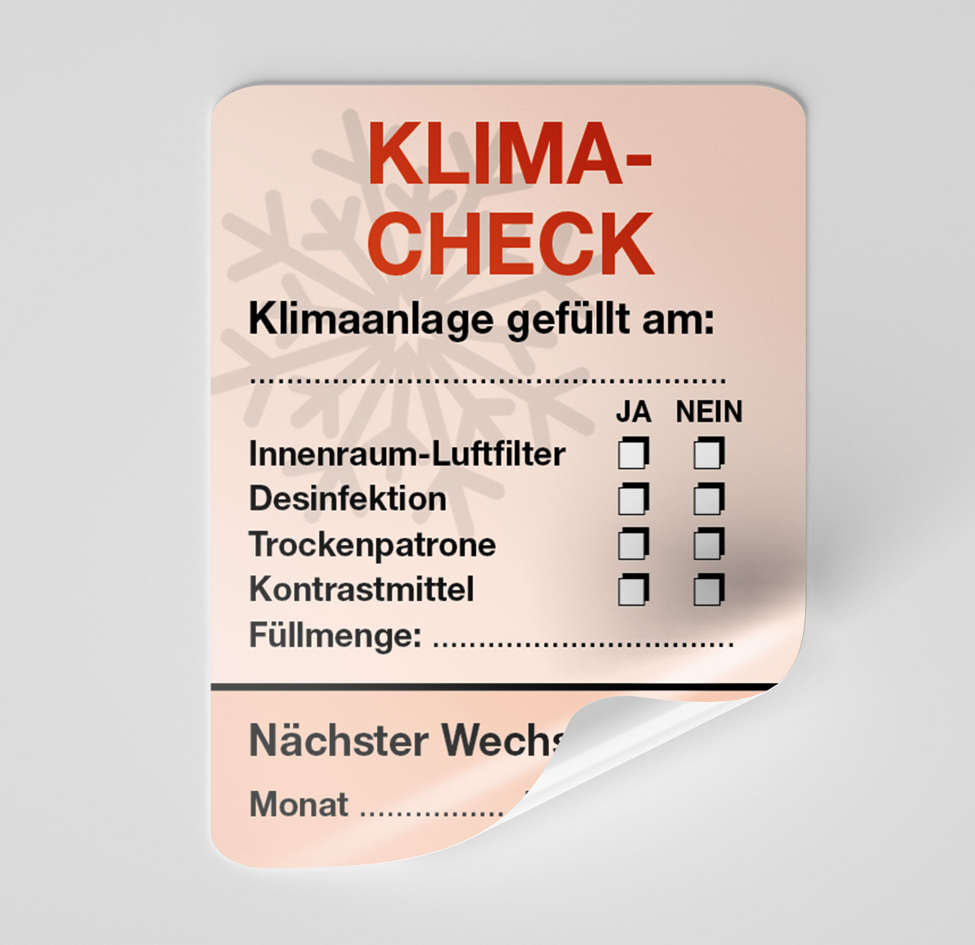 KFZ-Klima-Aufkleber Rot 1000 Stück Blanko