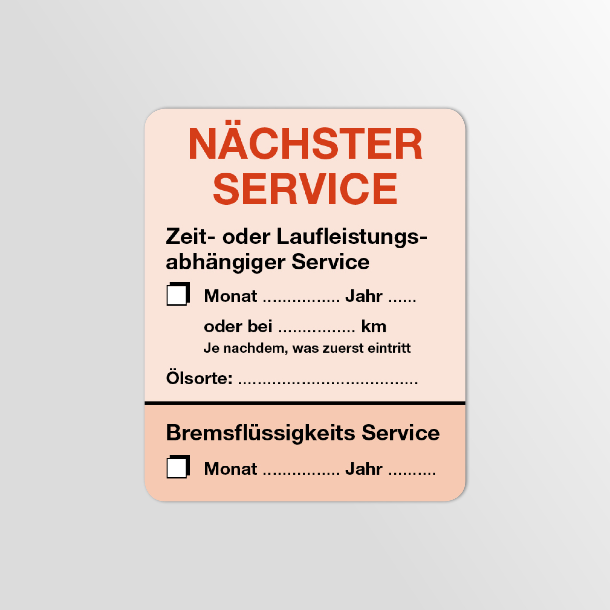 KFZ-Service-Aufkleber Rot 1000 Stück Blanko