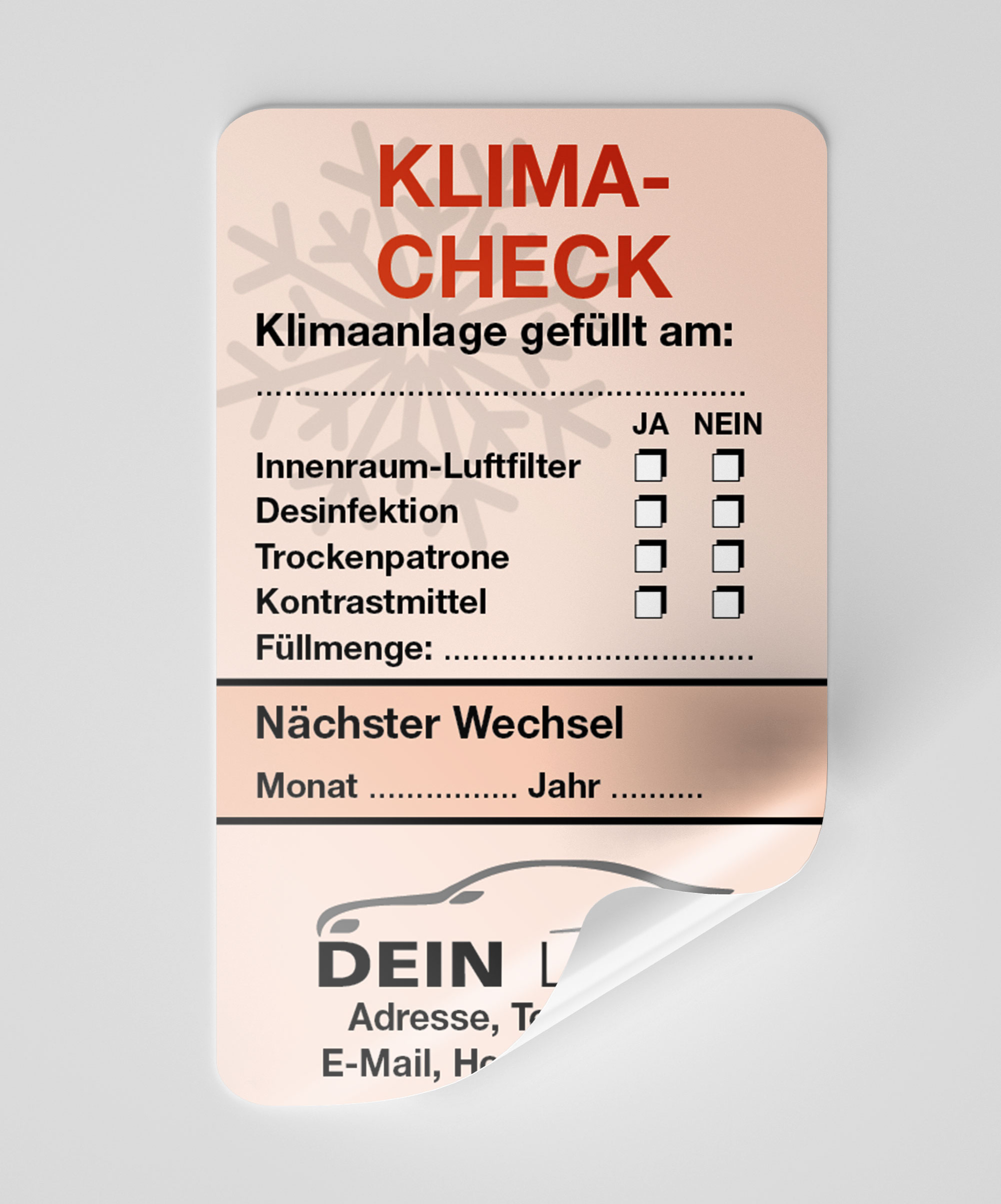 KFZ-Klima-Aufkleber Rot 200 Stück Firmenlogo
