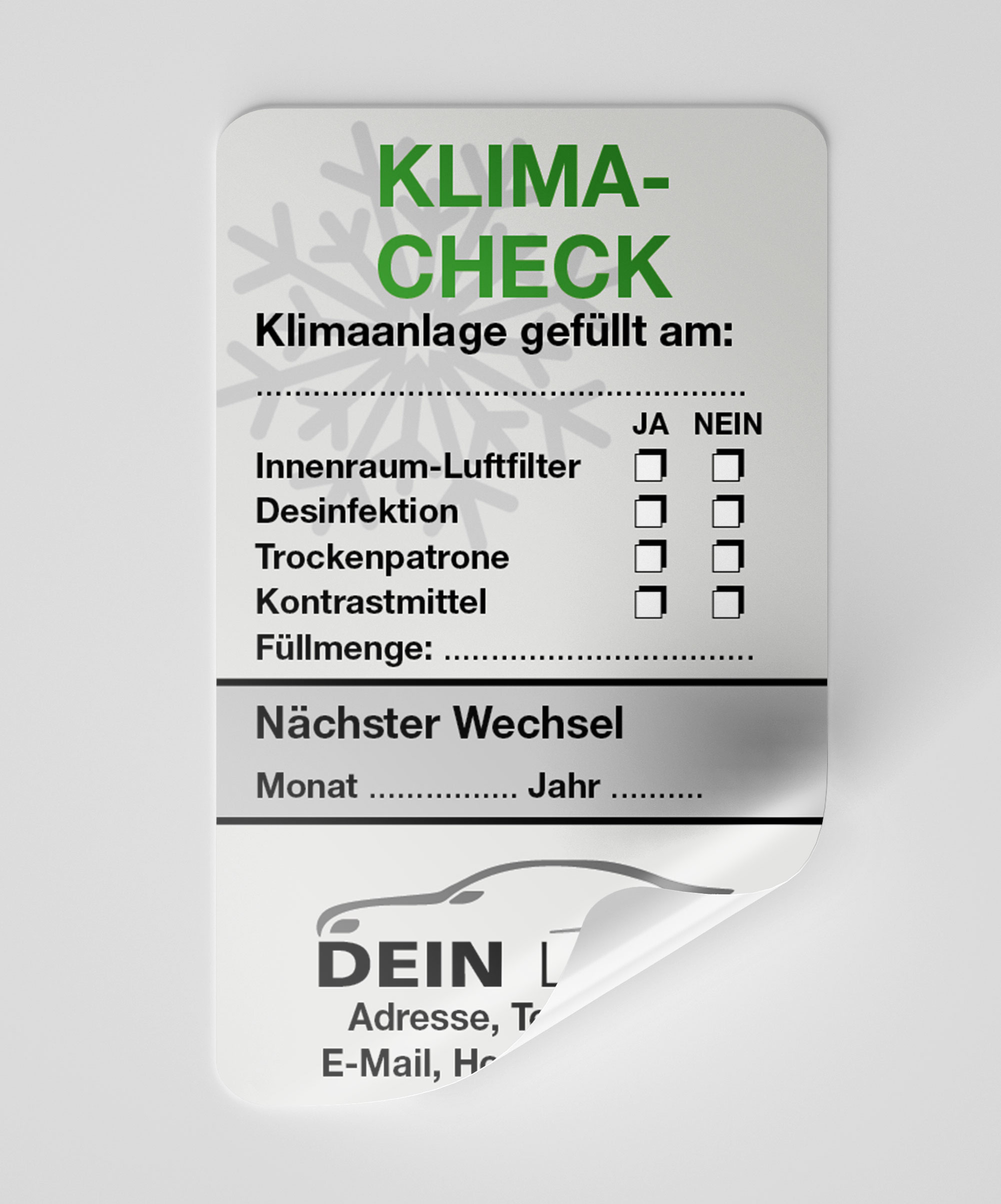 KFZ-Klima-Aufkleber Grau 150 Stück Firmenlogo