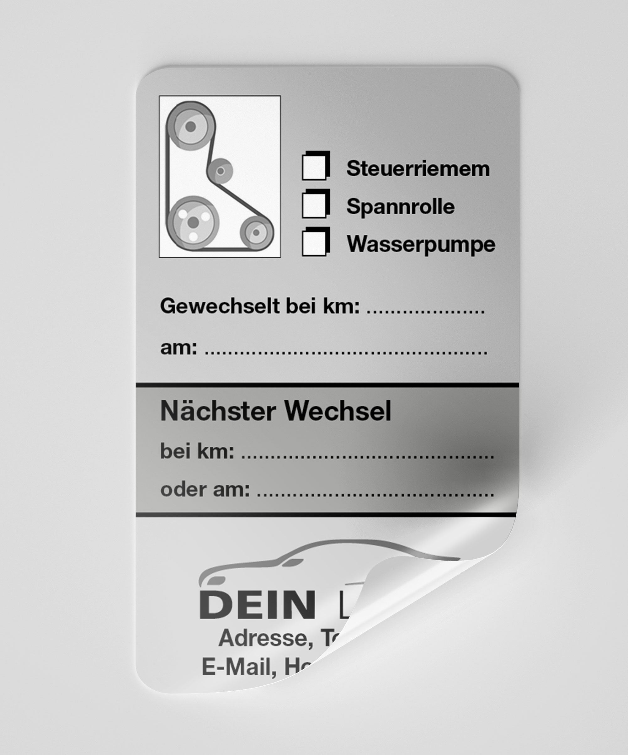 KFZ-Zahnriemen-Steuerriemen-Aufkleber Dunkel-Grau 150 Stück Firmenlogo