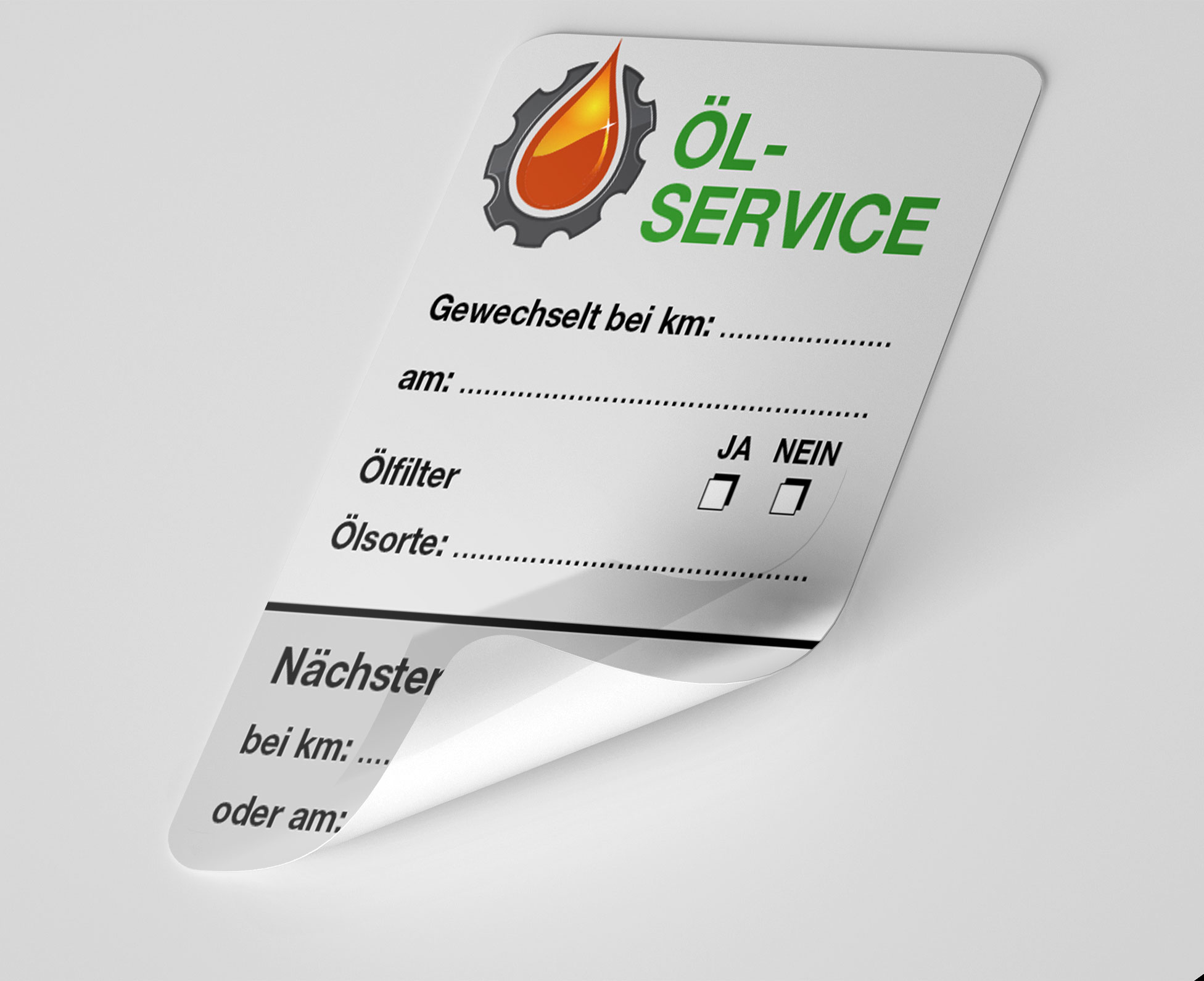 Öl-Service-Aufkleber Grau 75 Stück Blanko