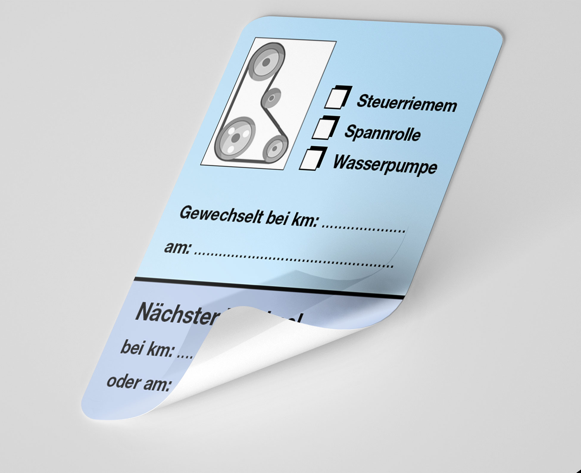 KFZ-Zahnriemen-Steuerriemen-Aufkleber Blau 1000 Stück Blanko