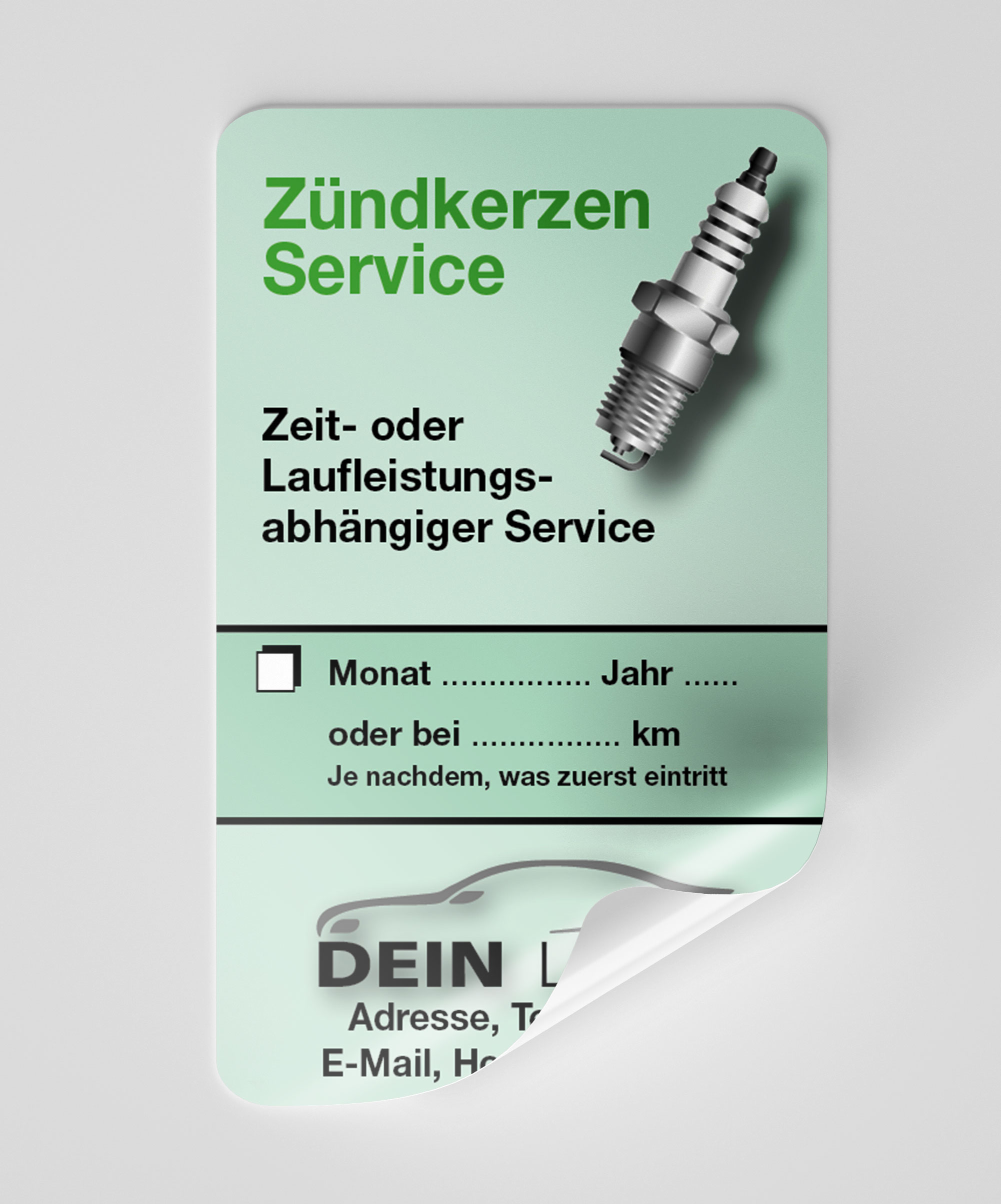 KFZ-Zündkerzen-Aufkleber Grün 100 Stück Firmenlogo