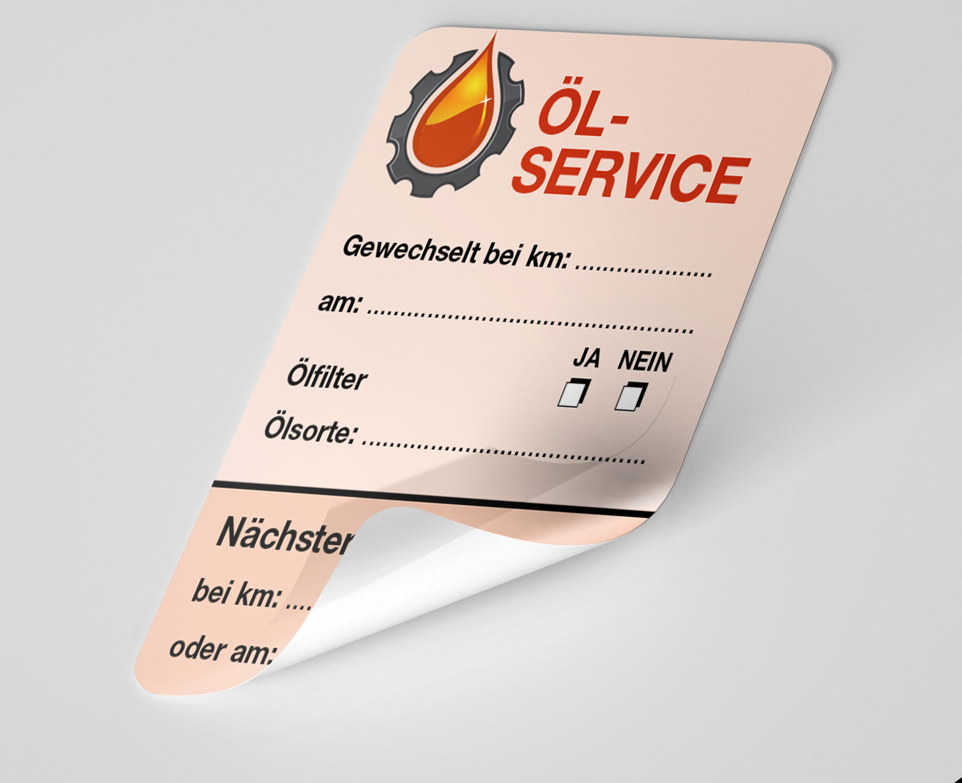 Öl-Service-Aufkleber Rot 25 Stück Blanko
