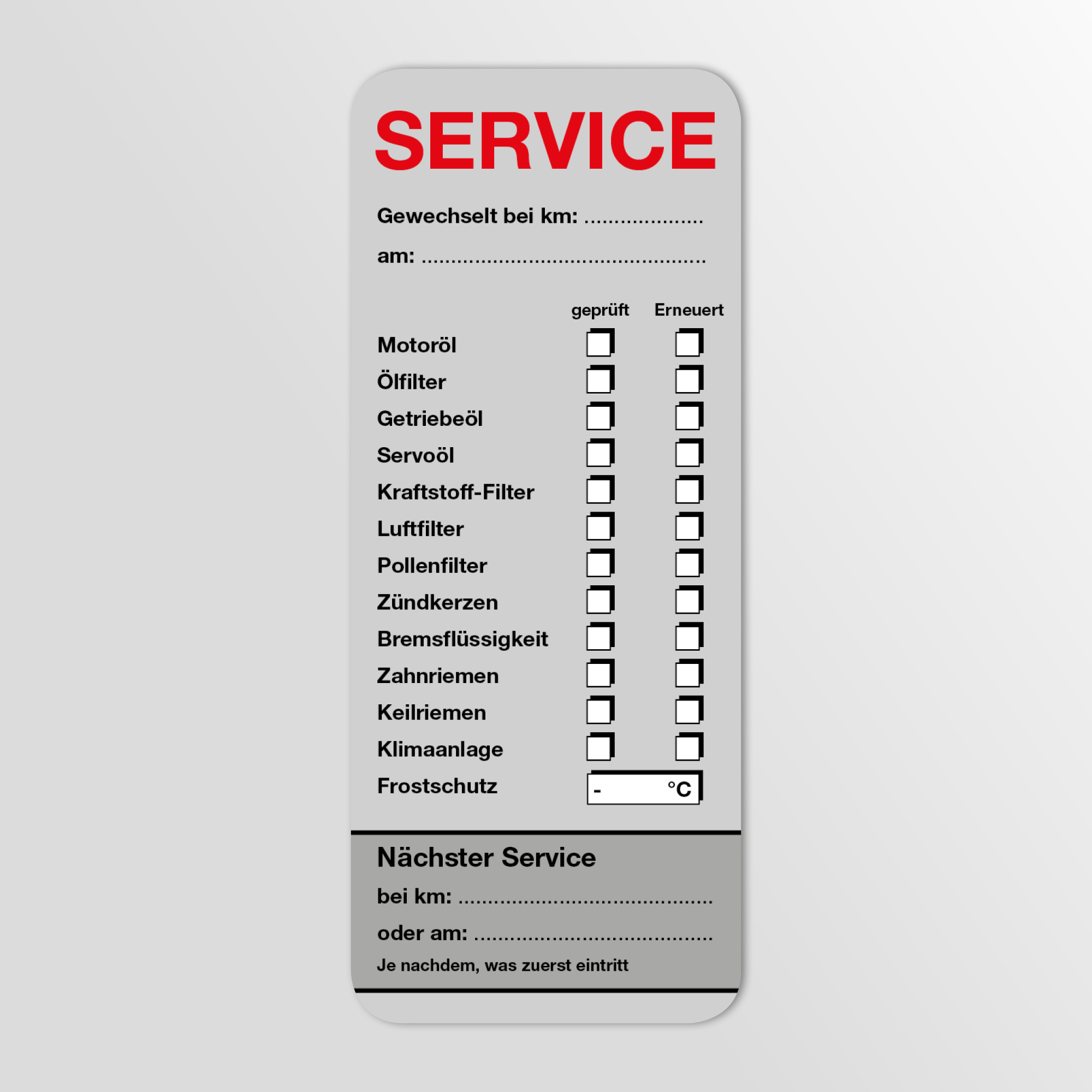 KFZ-Service-Aufkleber groß Dunkel-Grau 75 Stück Blanko