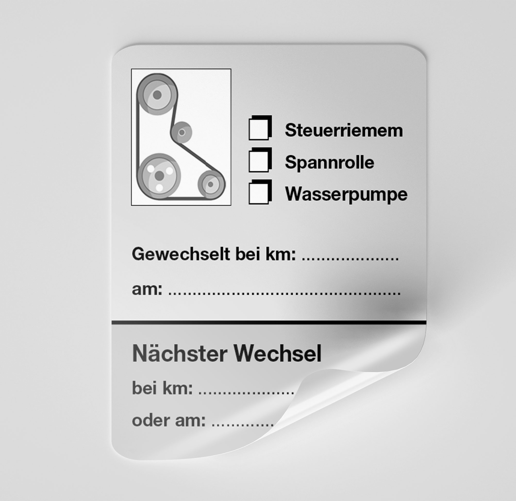 KFZ-Zahnriemen-Steuerriemen-Aufkleber Grau 50 Stück Blanko