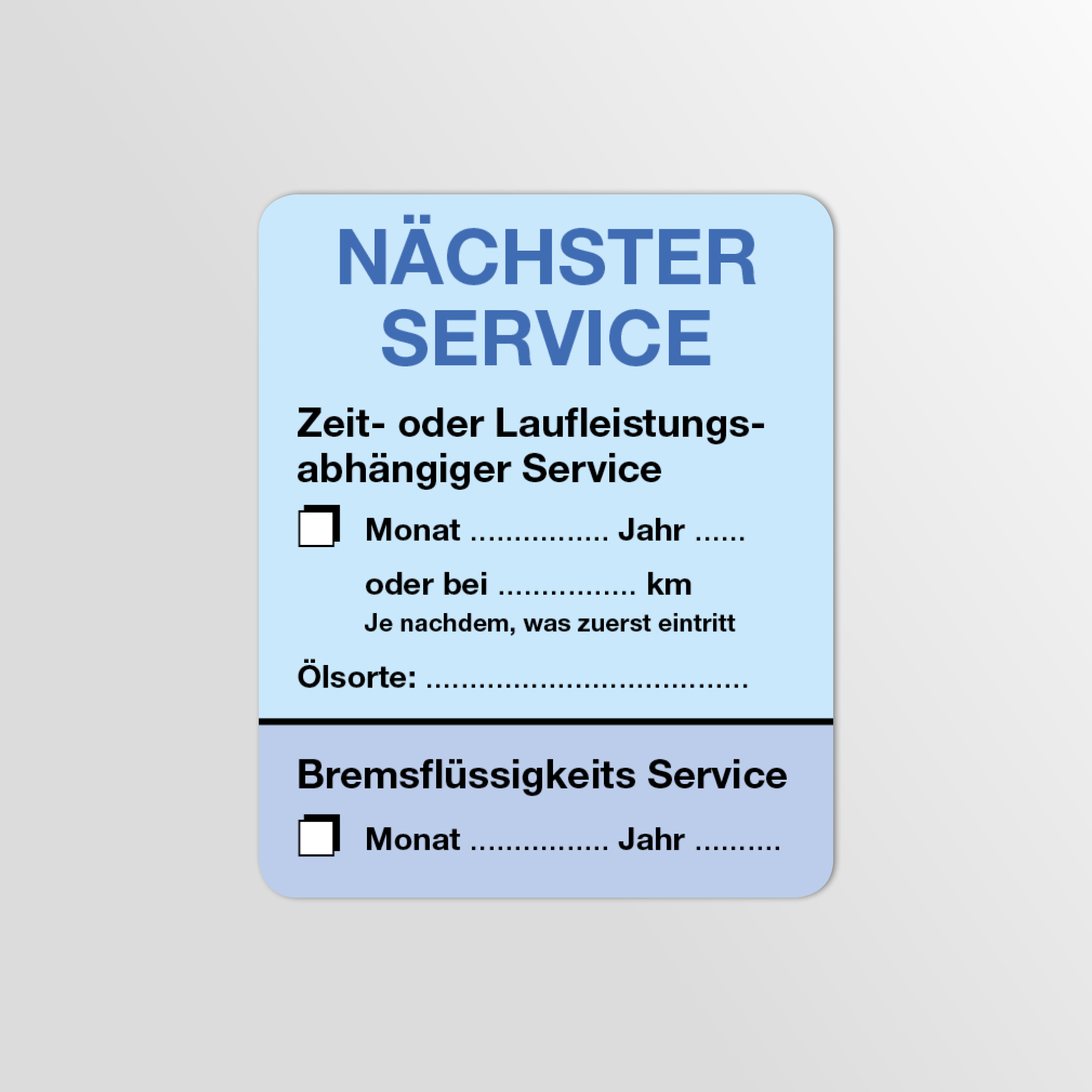 KFZ-Service-Aufkleber Blau 150 Stück Blanko