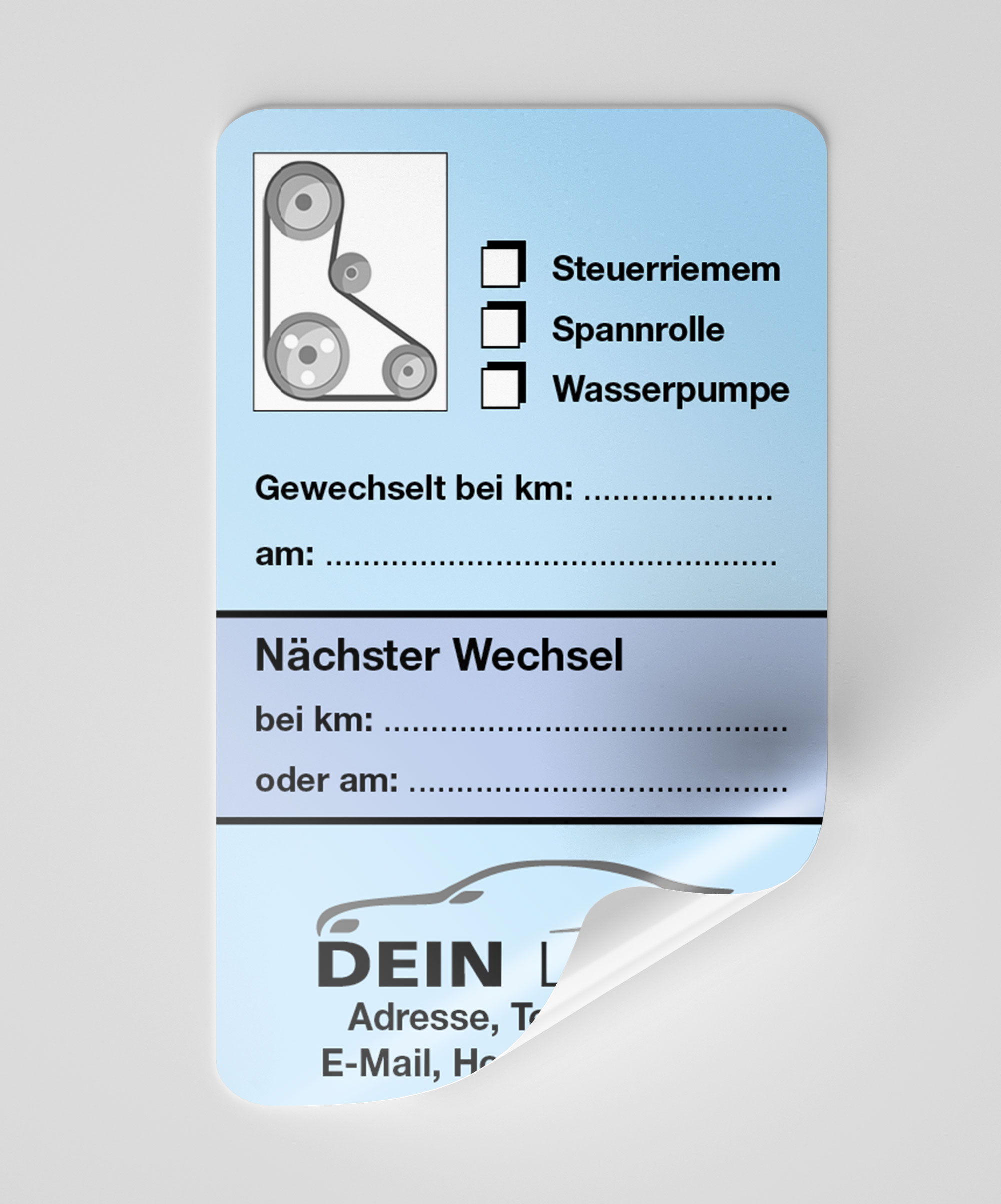 KFZ-Zahnriemen-Steuerriemen-Aufkleber Blau 50 Stück Firmenlogo