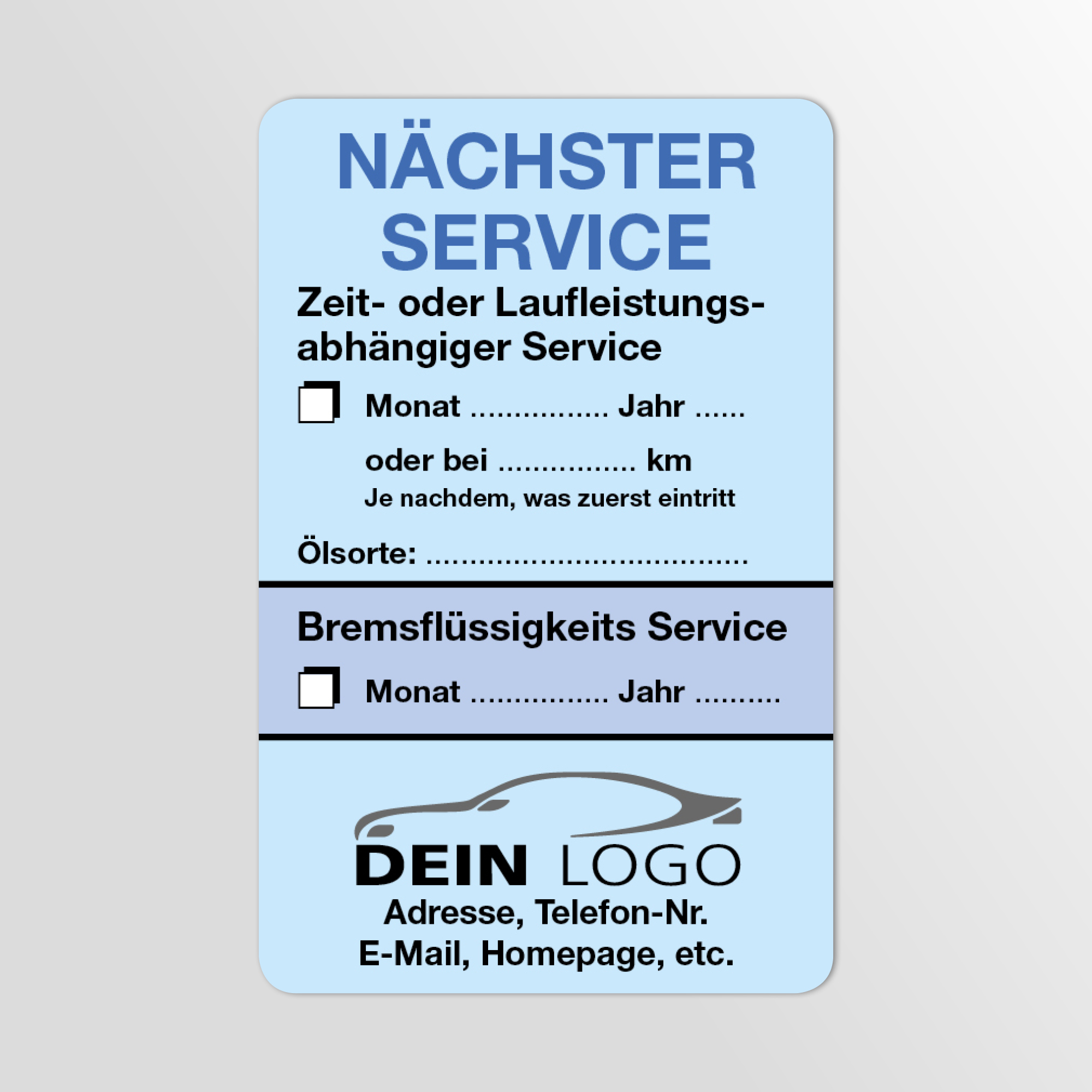 KFZ-Service-Aufkleber Blau 1000 Stück Firmenlogo