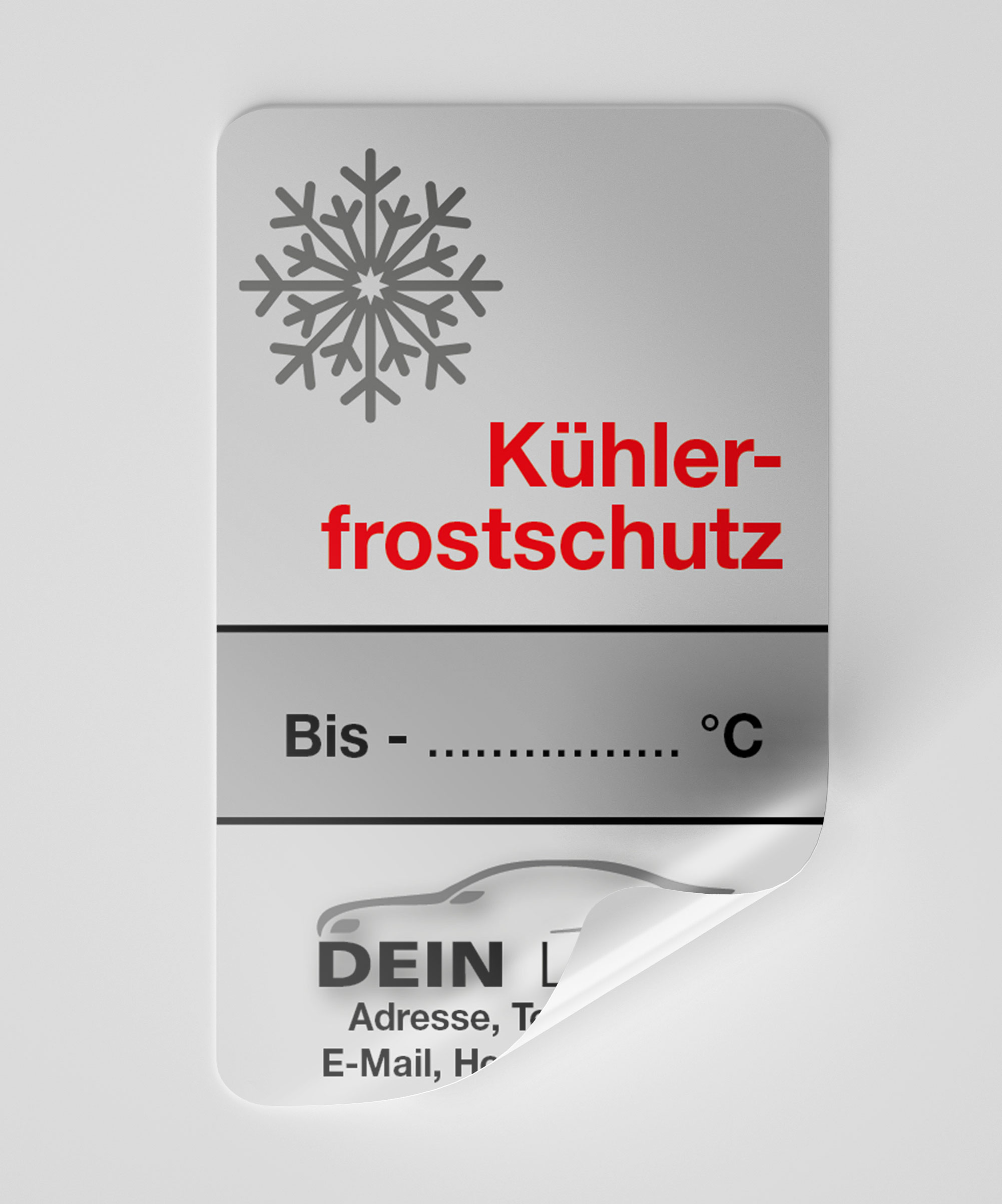 KFZ-Ku¨hlerfrostschutz-Aufkleber Dunkel-Grau 150 Stück Firmenlogo