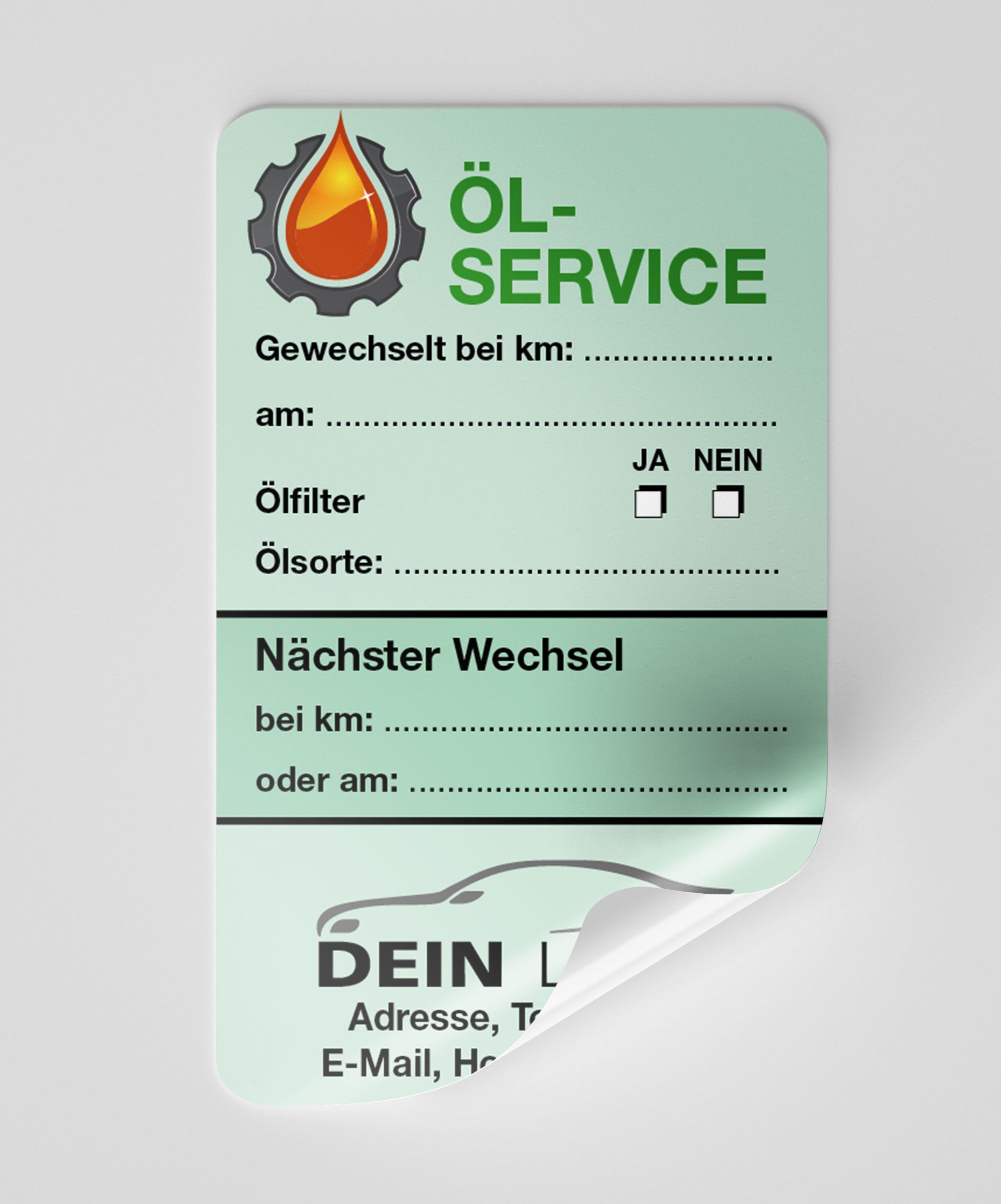 Öl-Service-Aufkleber Grün 1000 Stück Firmenlogo
