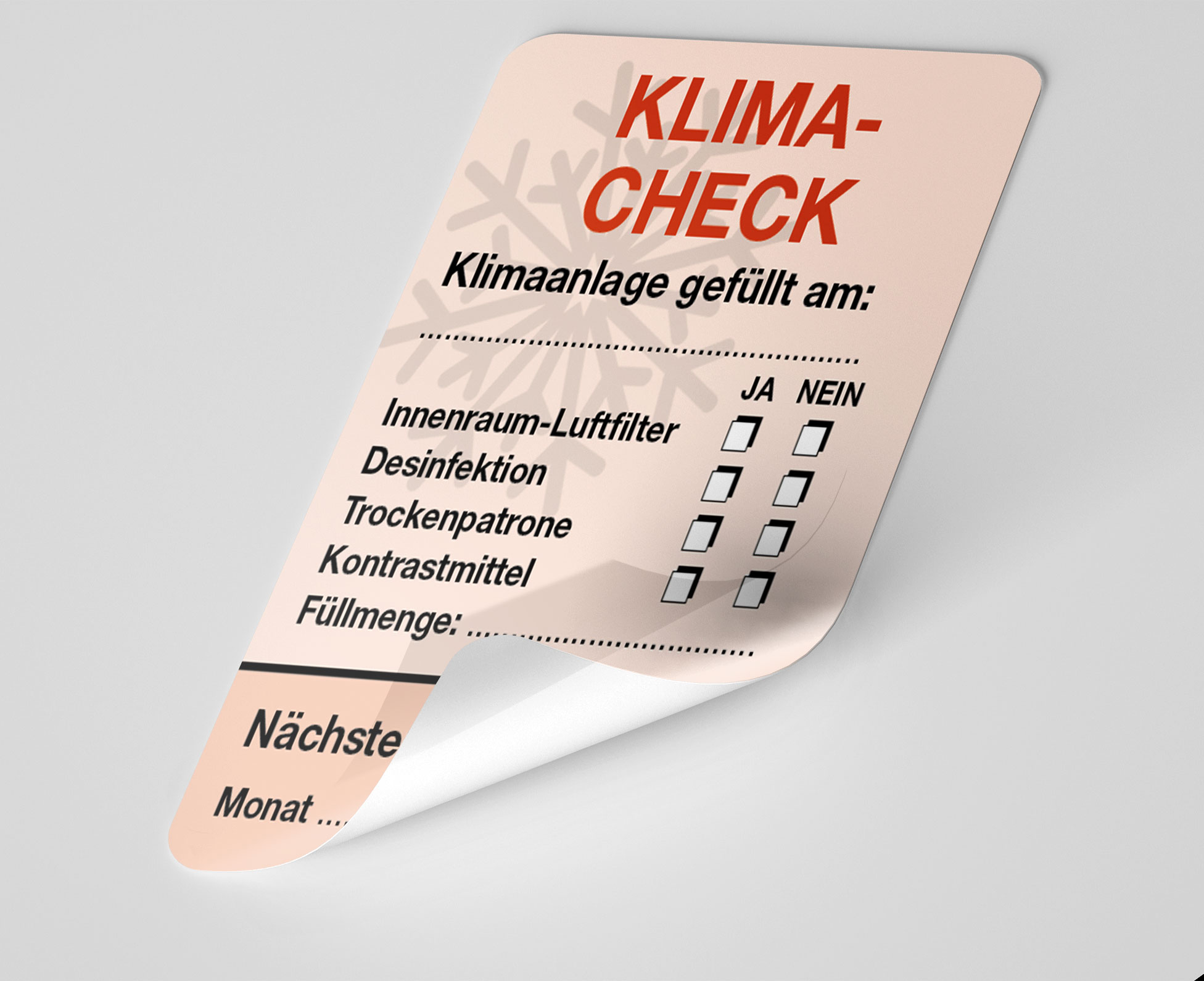 KFZ-Klima-Aufkleber Rot 1000 Stück Blanko
