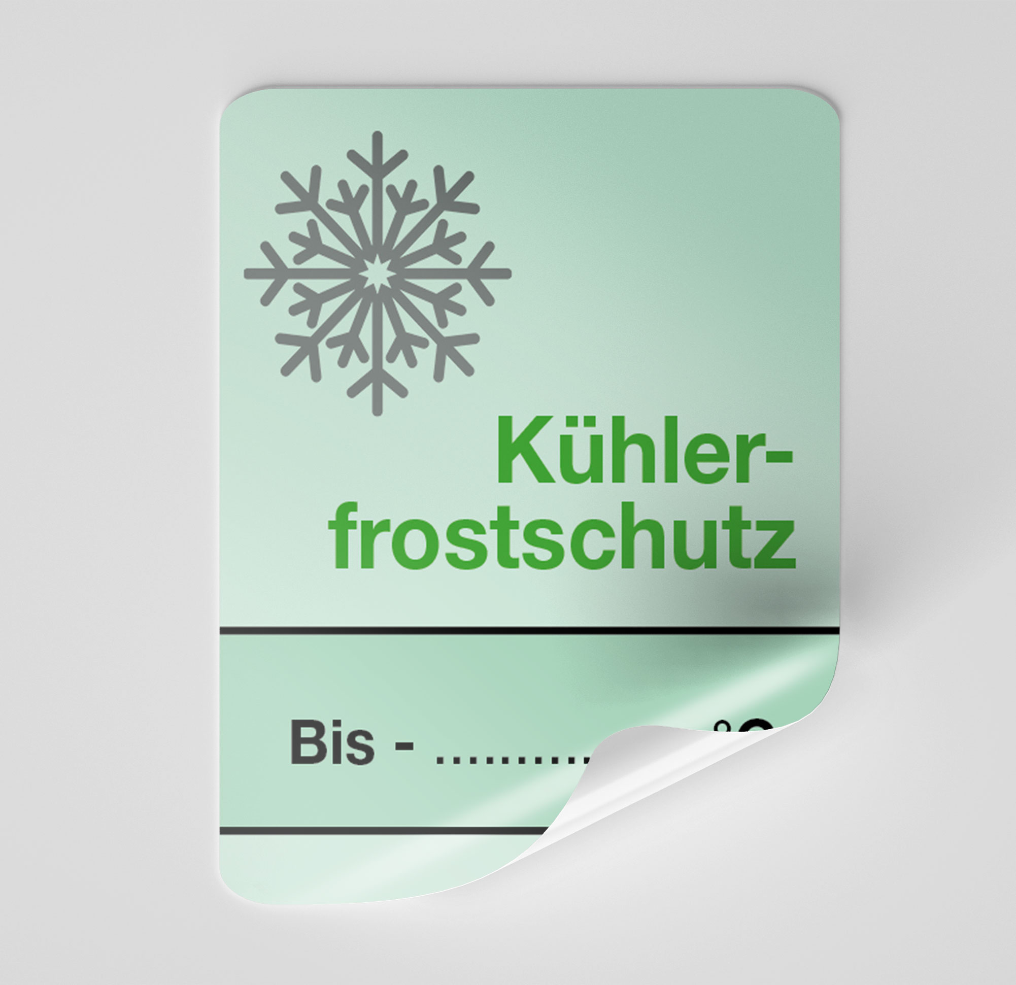 KFZ-Ku¨hlerfrostschutz-Aufkleber Grün 500 Stück Blanko