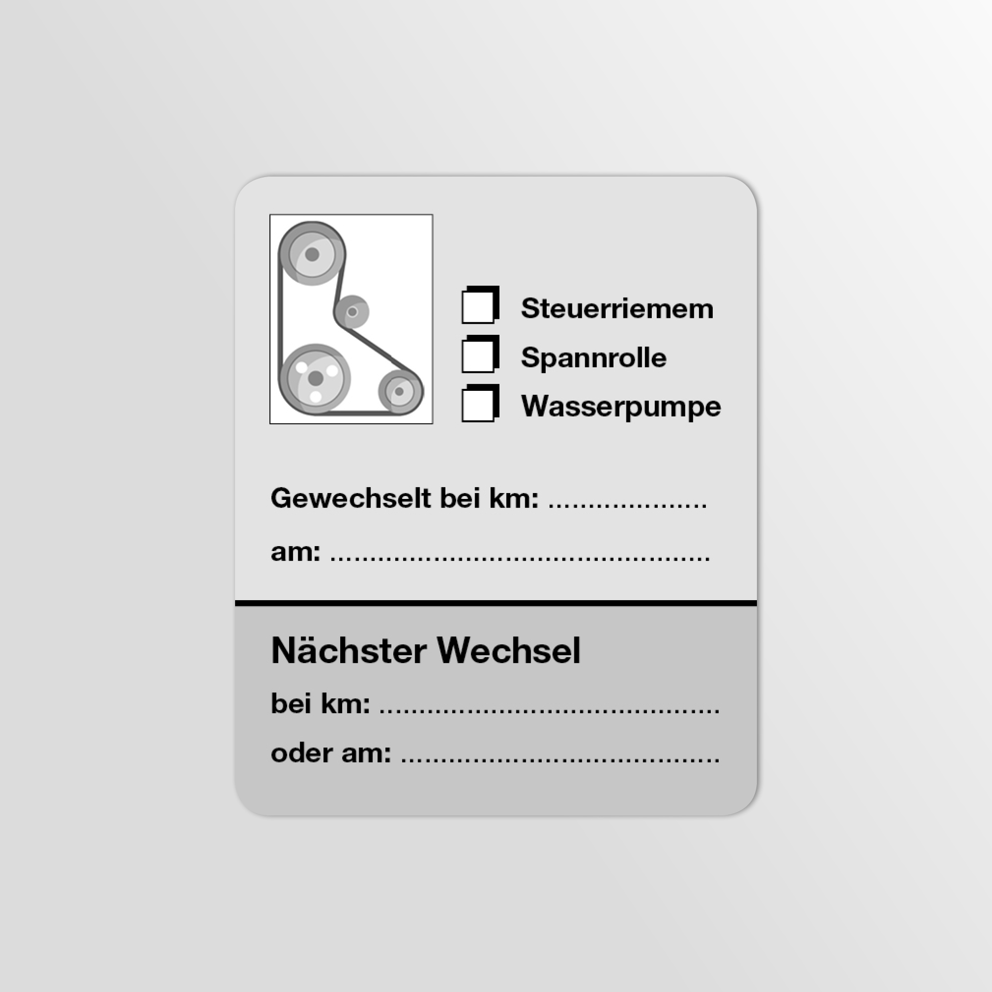 KFZ-Zahnriemen-Steuerriemen-Aufkleber Grau 50 Stück Blanko