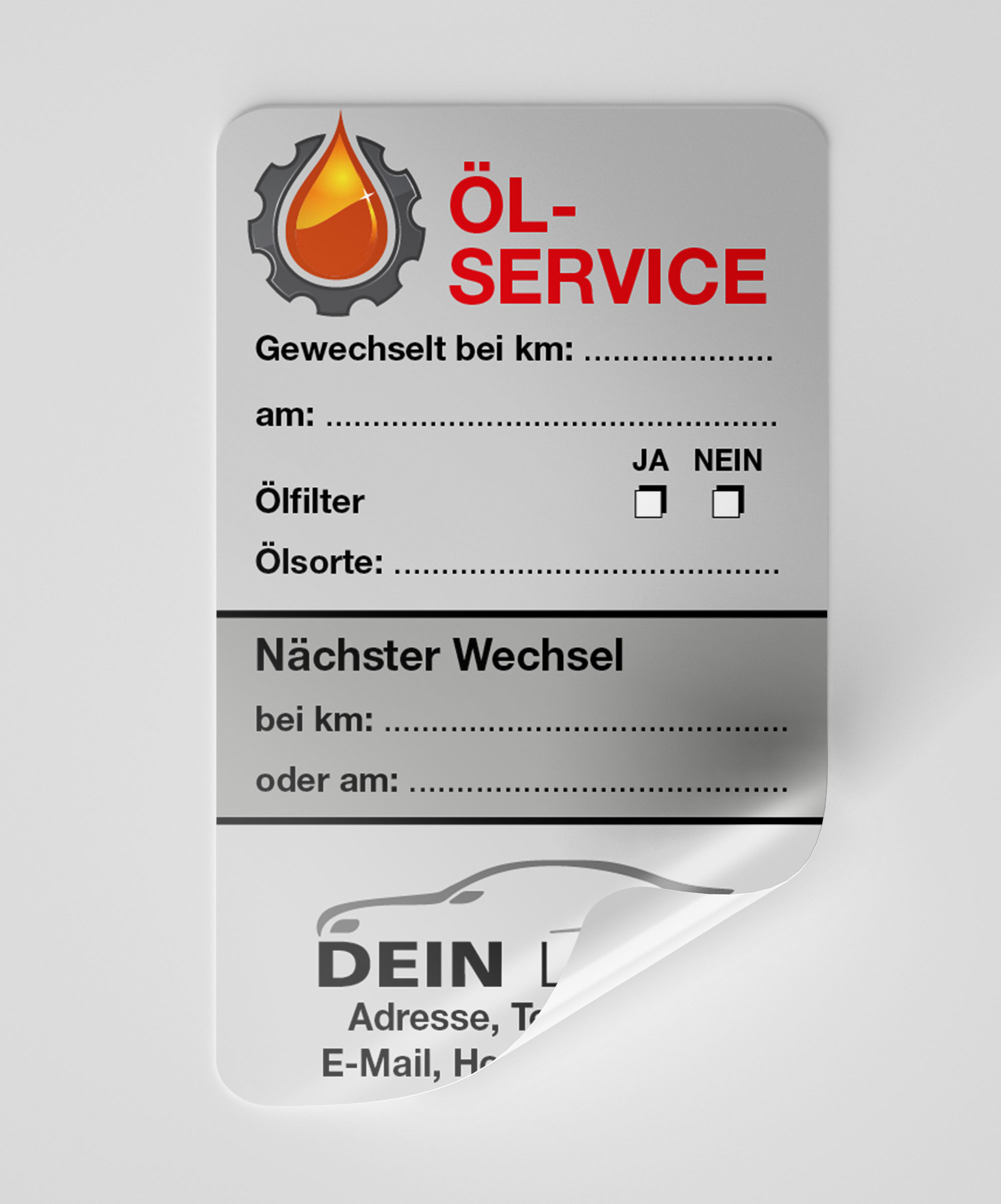 Öl-Service-Aufkleber Dunkel-Grau 500 Stück Firmenlogo