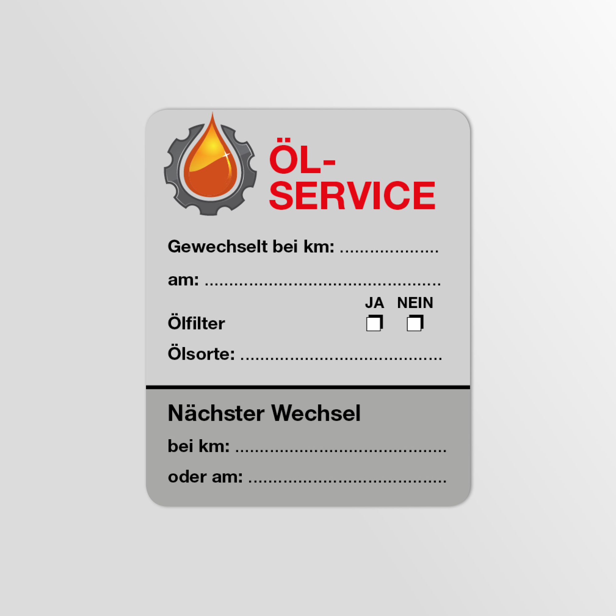 Öl-Service-Aufkleber Dunkel-Grau 25 Stück Blanko
