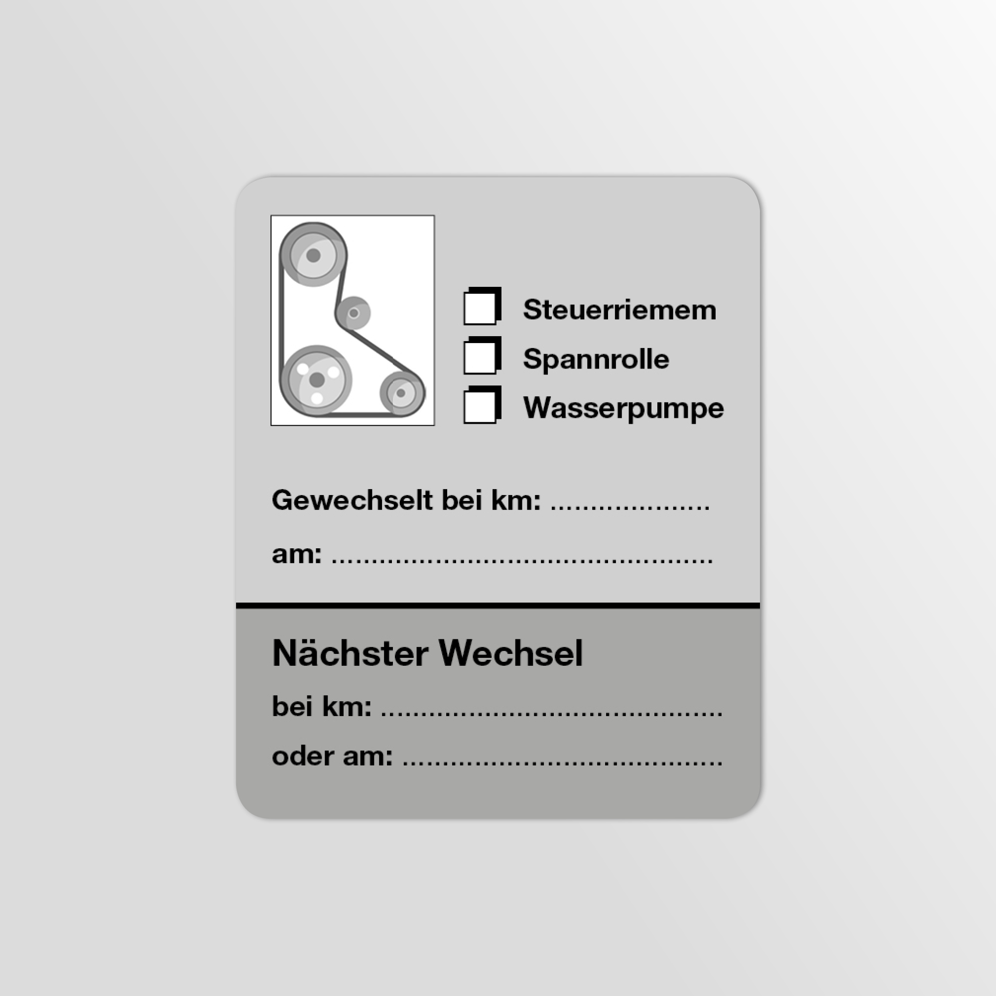 KFZ-Zahnriemen-Steuerriemen-Aufkleber Dunkel-Grau 1000 Stück Blanko