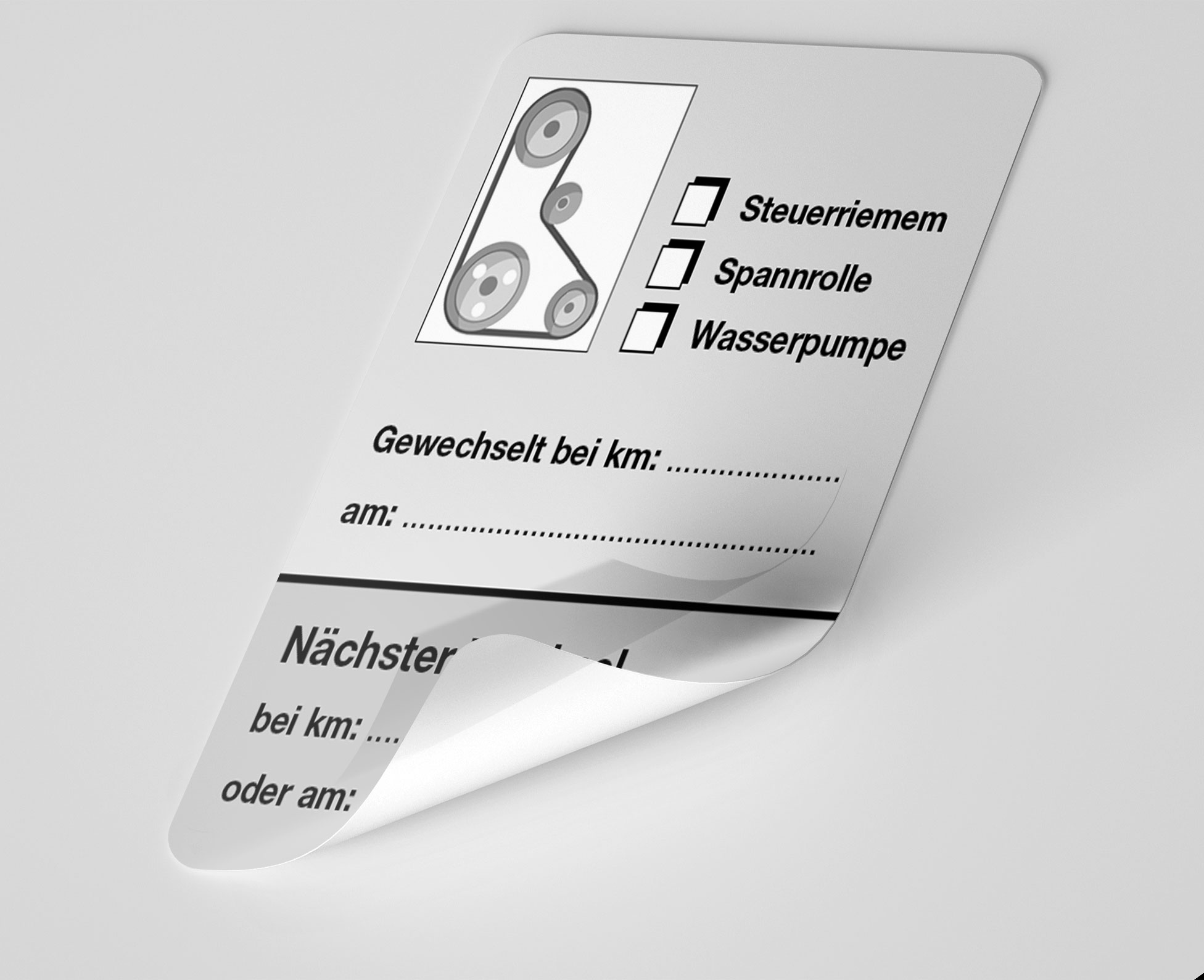 KFZ-Zahnriemen-Steuerriemen-Aufkleber Grau 50 Stück Blanko