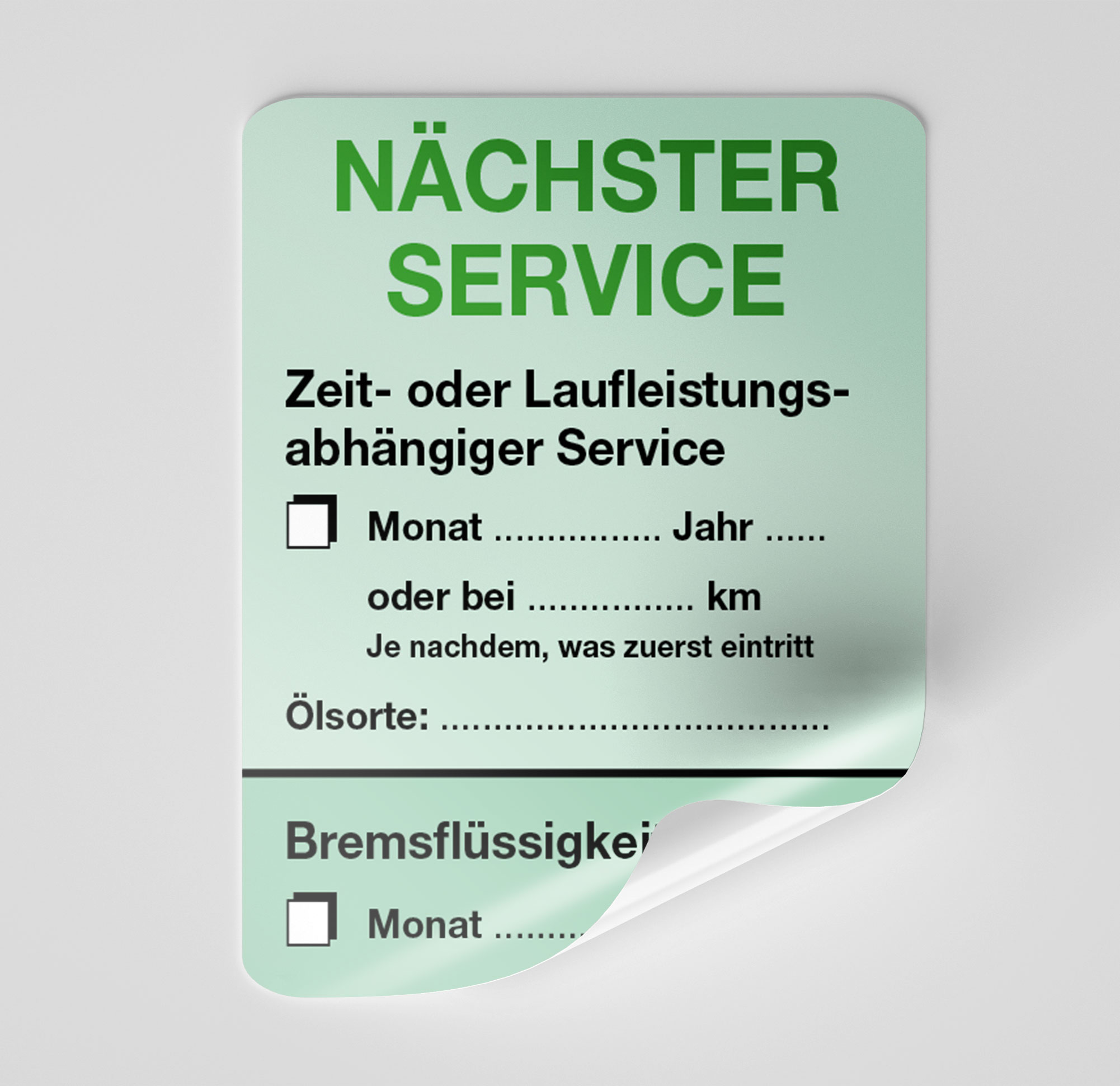 KFZ-Service-Aufkleber Grün 1000 Stück Blanko