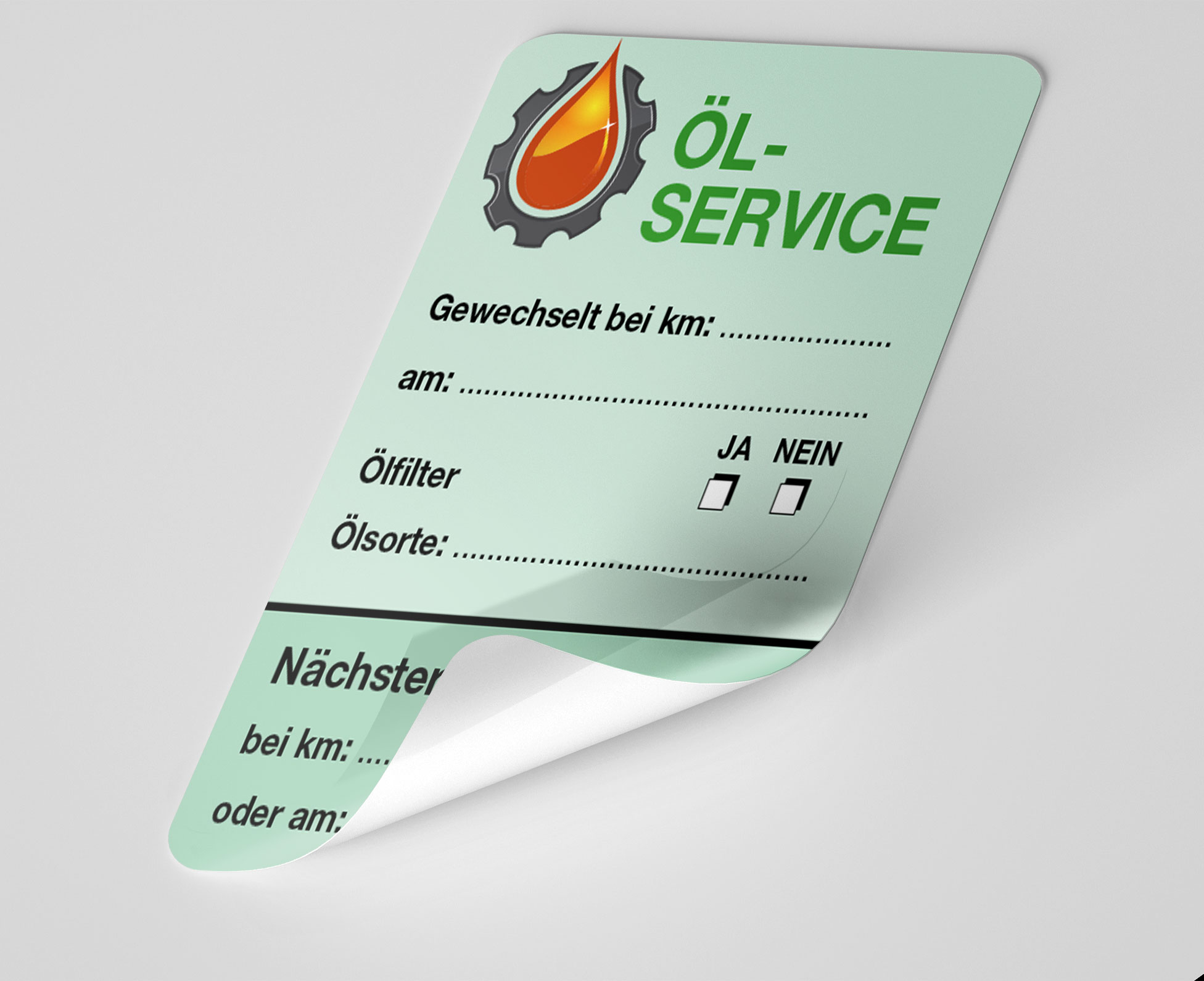 Öl-Service-Aufkleber Grün 500 Stück Blanko