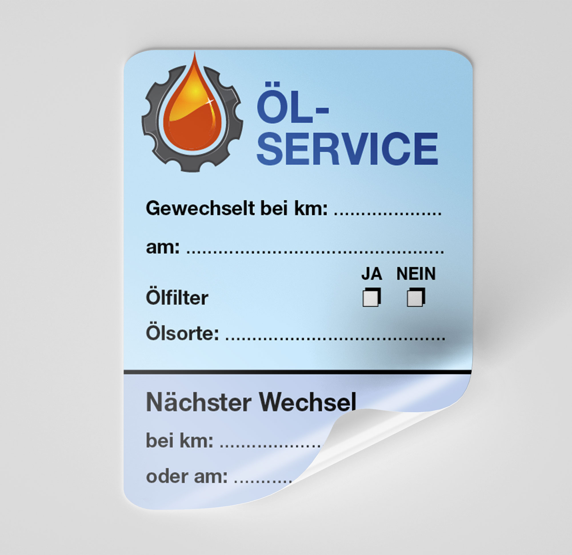 Öl-Service-Aufkleber Blau 75 Stück Blanko