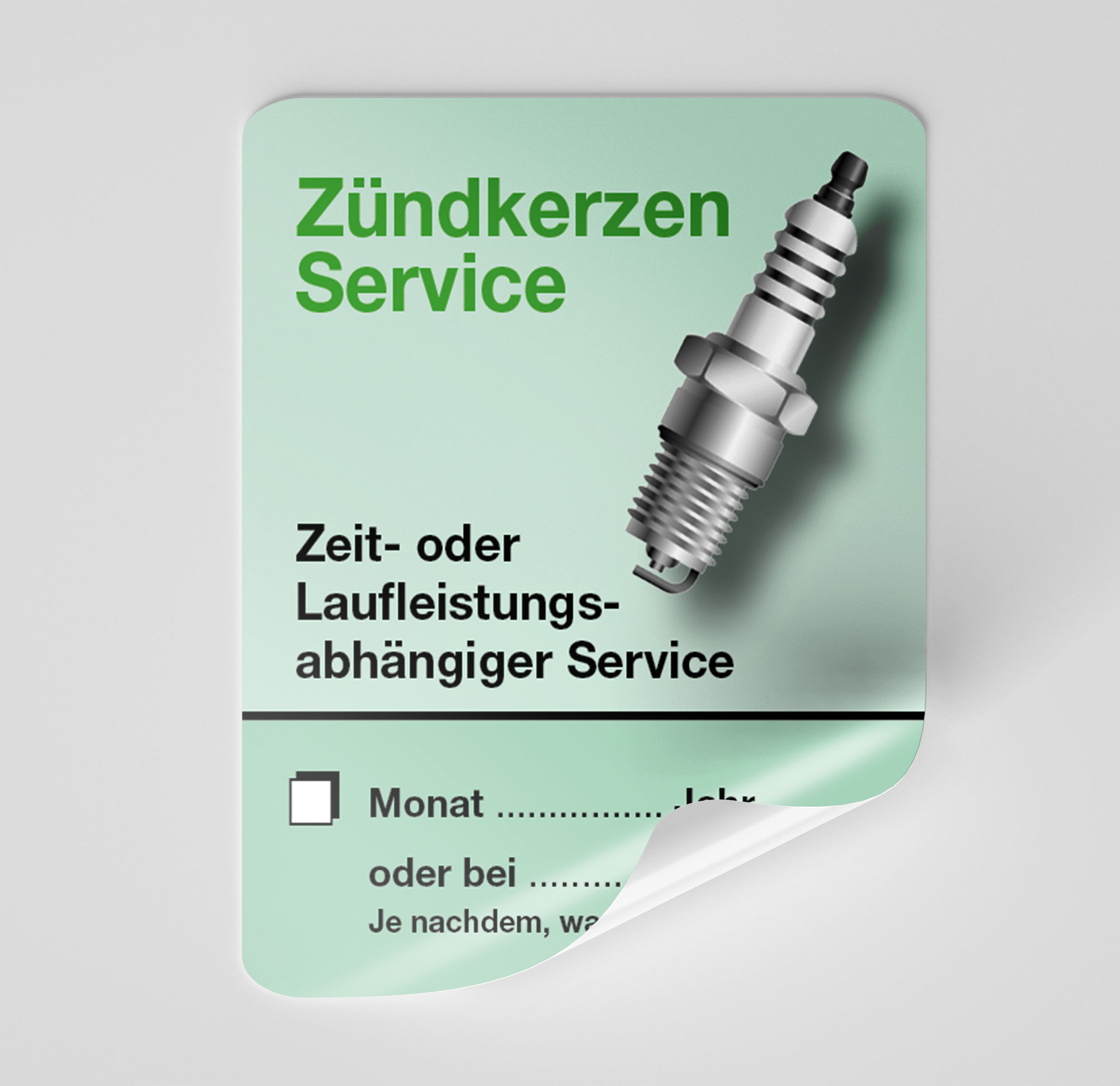 KFZ-Zündkerzen-Aufkleber Grün 25 Stück Blanko