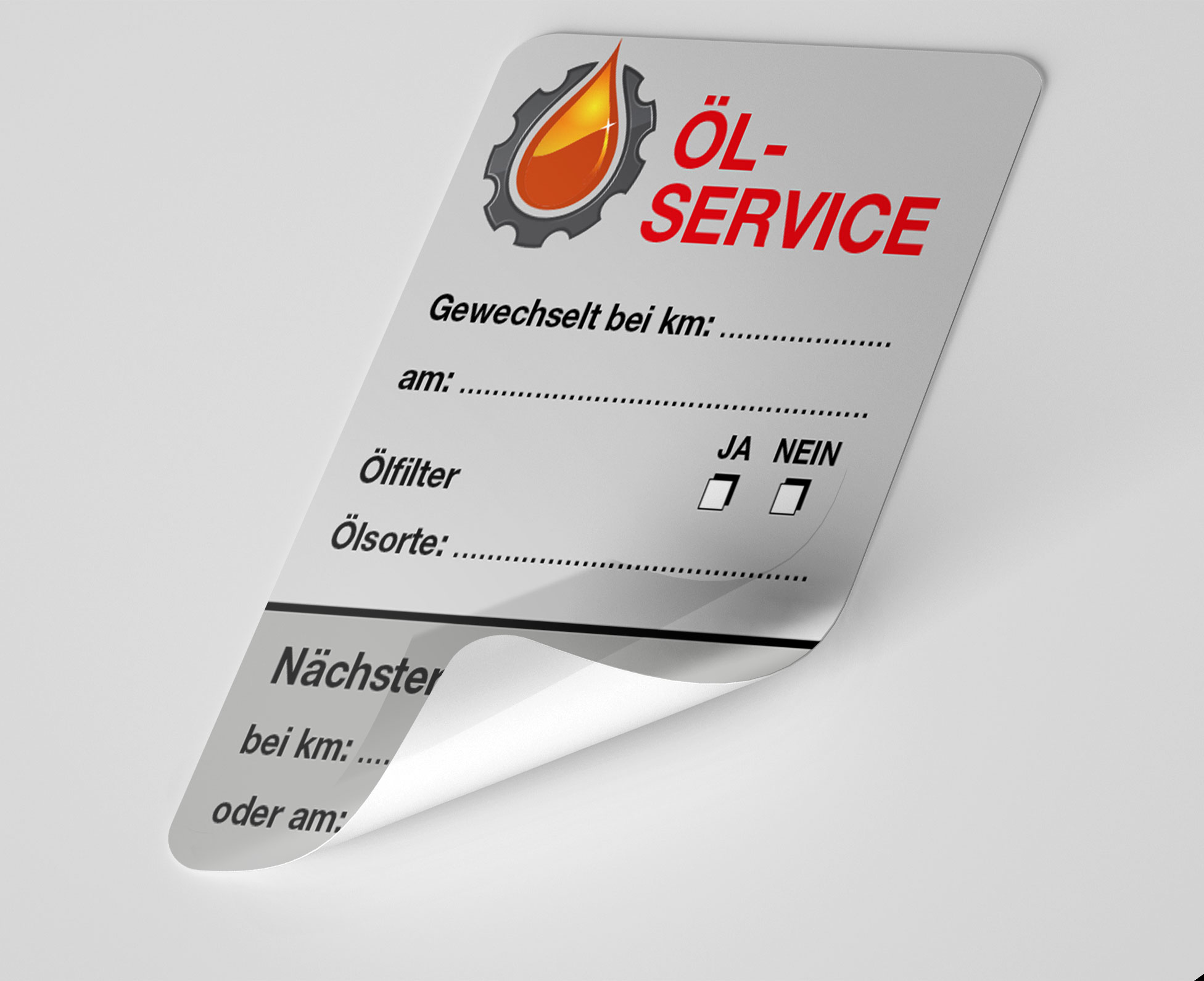 Öl-Service-Aufkleber Dunkel-Grau 25 Stück Blanko